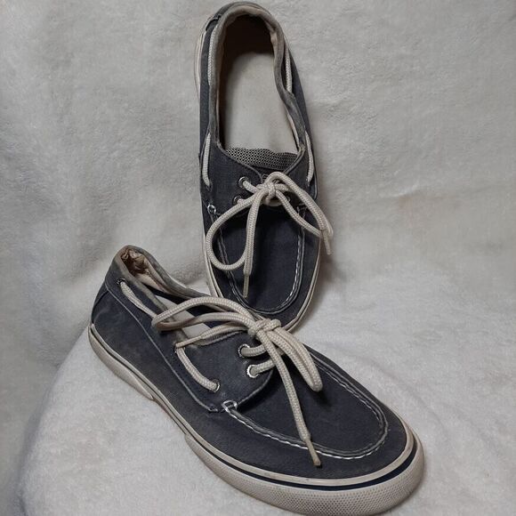 Sperry Top Sider Mens Boat Shoes Slip On Casual Grey/Blue Canvas 0777914 Sz 7 - Picture 8 of 12